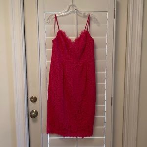 Pink lace dress with sweetheart neckline